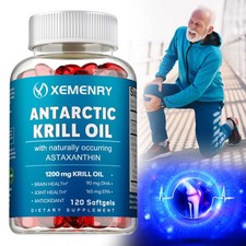 Antarctic Krill Oil - Omega-3 EPA, DHA, Anti Aging, Eye Health Better Memory
