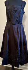White House Black Market Black Floral Embroidered Sleeveless Belted Dress - 10
