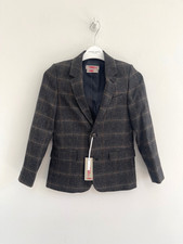 John Lewis Heirloom Blazer Jacket Wool Tweed Grey Check Formal 8 Years - BNWT