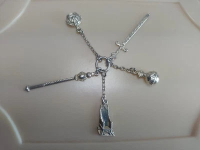 Antique Five Key Coronation Ritual Items Silver Charms/Fob on a Bale, 1911, Rare - Image 1 of 4