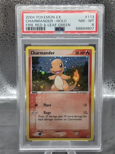 Pokémon Charmander Holo Secret Rare Card 113/112 FireRed & LeafGreen PSA 8