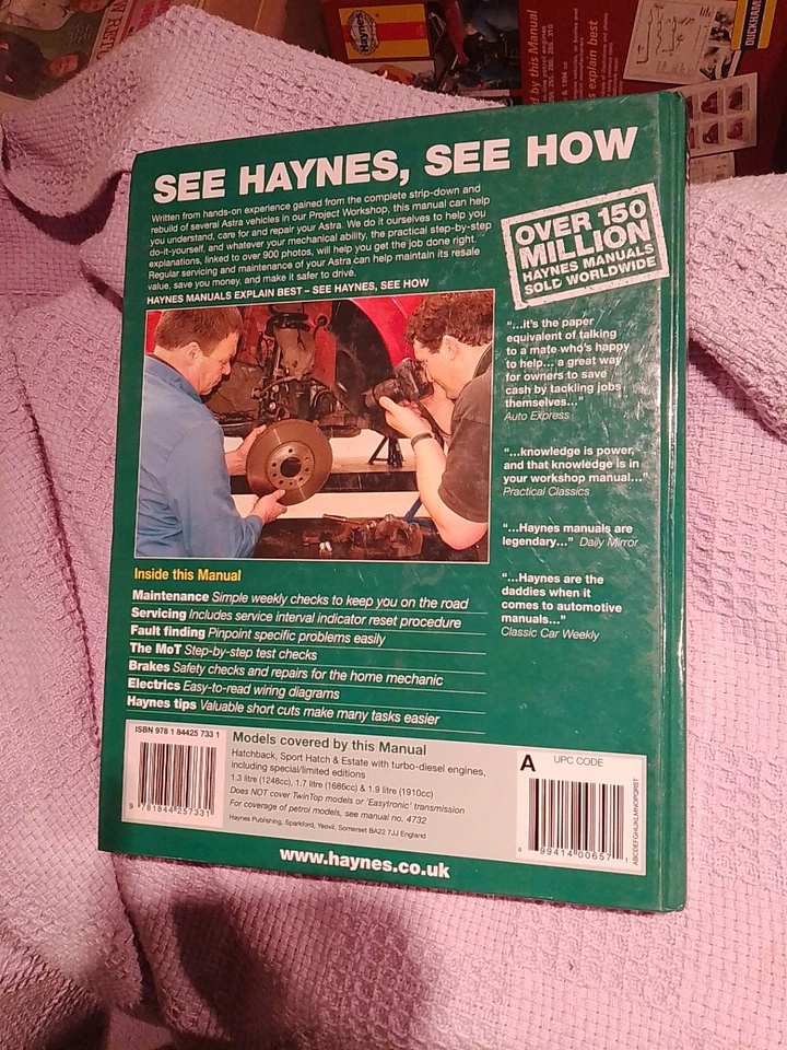 Vauxhall Astra Opel Haynes Manual DIESEL 2004 TO 2008 book - Image 3 of 4