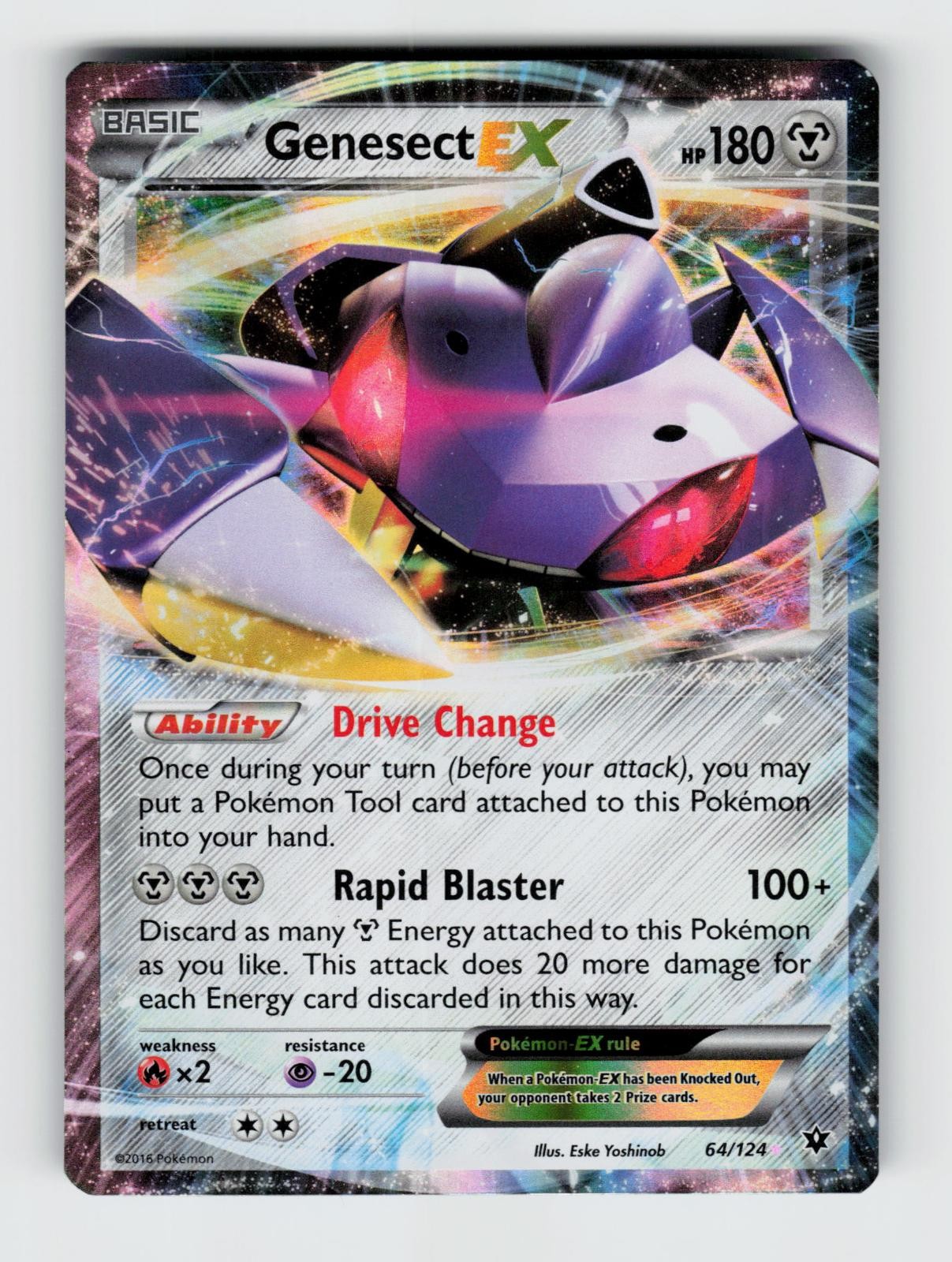 Genesect EX 64/124 Holo EX Rare Fates Collide Pokemon 2016 Lightly Played