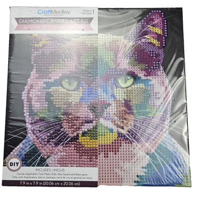 Craft Medley Cat Canvas Diamond Canvas Art Kit DIY