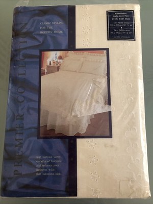PremierCollection Creme Pandora Verzierte Blume King Size Bett Quilt Cover Set