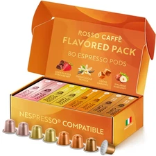 Espresso Coffee Pods for Nespresso Original Machines - 80 Capsules Flavored Pack