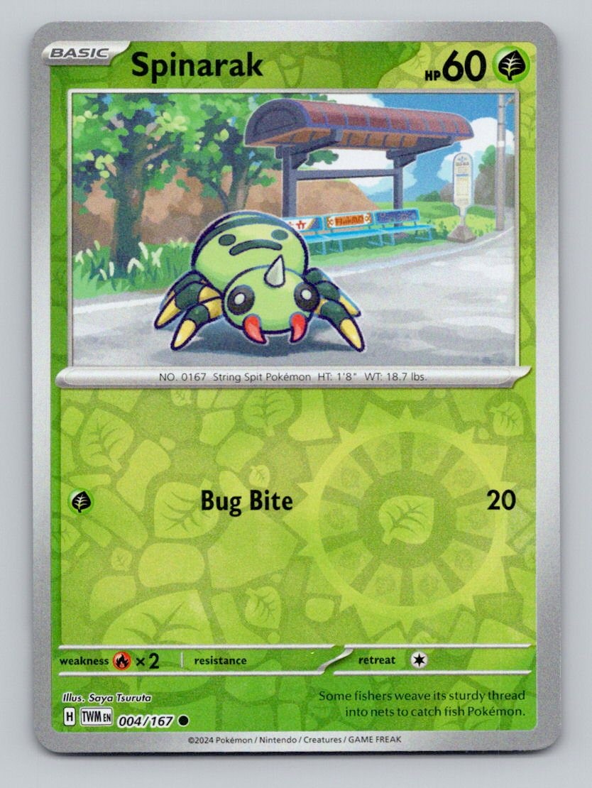 Spinarak 004/167 Common Twilight Masquerade Pokemon Reverse Holo Near Mint
