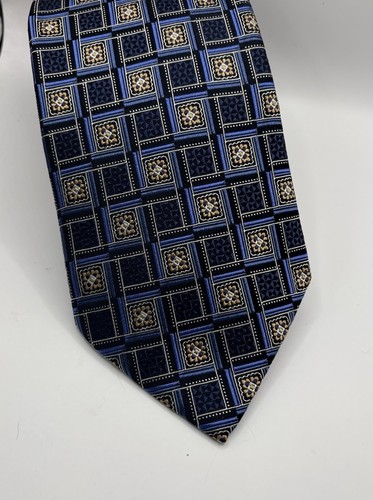 Corbata ERMENEGILDO ZEGNA Couture XXX Azul Cuadrada 100% Seda Italia - Imagen 9 de 14