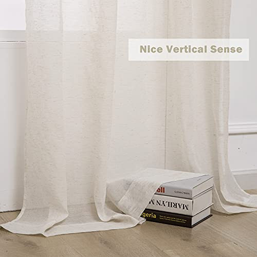 Natural Linen Textured Sheer Curtains for Living Room,Light Filtering Window - Picture 5 of 7