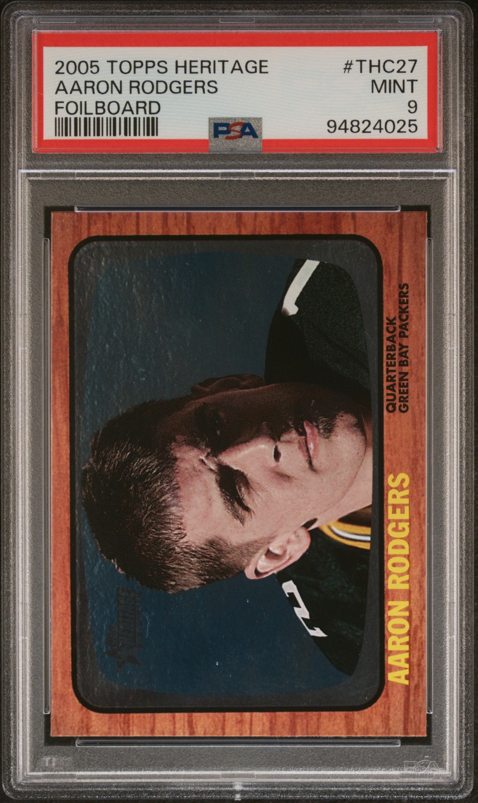 2005 Topps Heritage Aaron Rodgers #THC27 Rookie RC Foilboard Packers PSA 9
