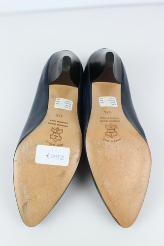 Vintage Scarpe IN Pelle Blu Navy Fiordiluna Italia T 36,5 Ottime Condizioni - Foto 10 di 10
