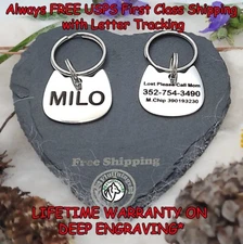 Deep Engraved Cat Head Pet ID Tag – Stainless Steel 2-Sided Lifetime Warranty