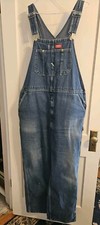 Dickies Bib Overalls Mens 42x32 Blue Denim Carpenter Garden Farm Utility Chore