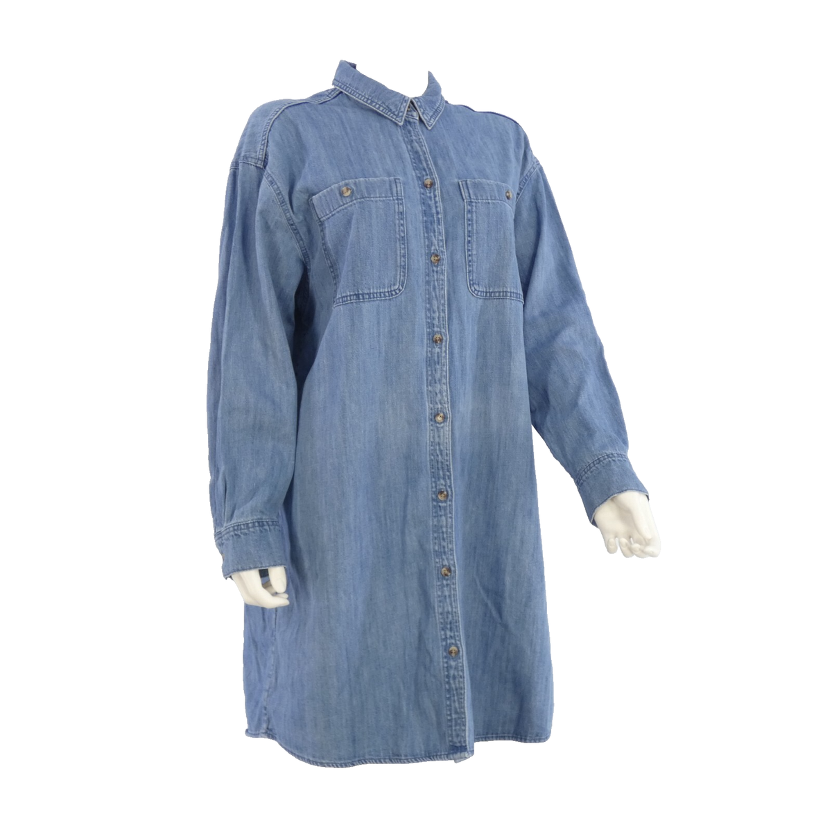Monki Denim Shirt Dress Long Sleeve Utility Pockets size S Over