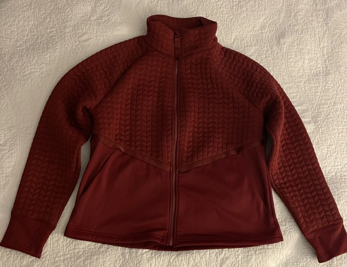 Avia Women's Merlot Full Zip Quilted Mixed Media Jacket W