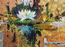 JAMES COLEMAN "LILY REFLECTIONS" | ORIGINAL MIXED MEDIA/CANVAS 12X16" | GALLART