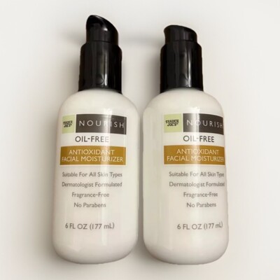 2 Bottles New Trader Joe's Nourish Antioxidant Oil Free Facial Moisturizer 6 oz