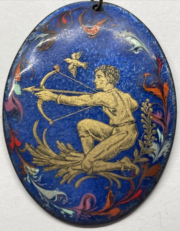 DE COLECCIÓN ESMALTE OVALADO sobre cobre mediados de siglo diseñador colgante Foto 4 de 4