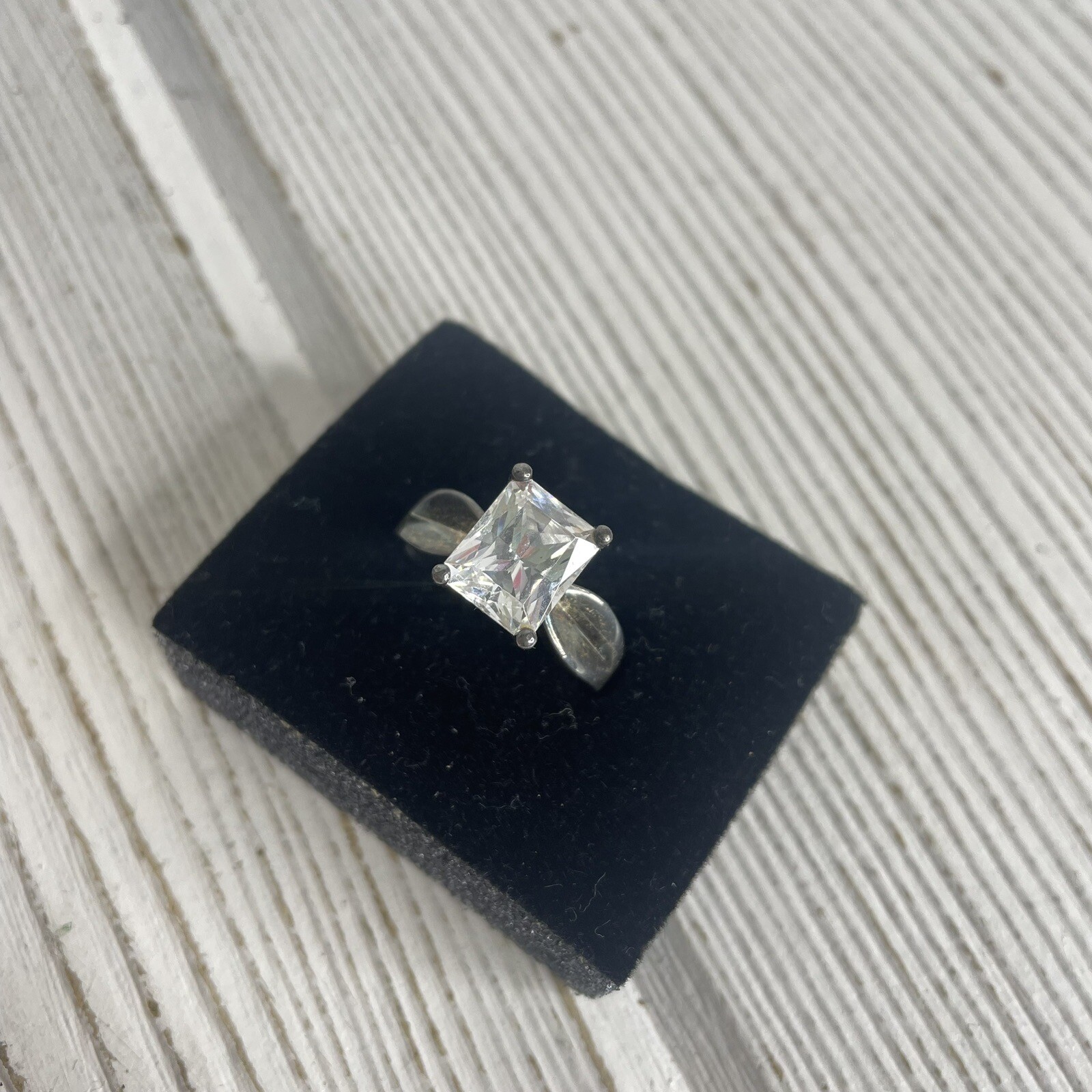 Absolute Simulated Diamond Ring Sterling Emerald … - image 2