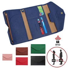 ComboTri-fold RFID Blocking Leather Travel Passport Wallet ID Card Holder Travel