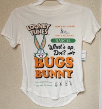 Looney Tunes Women's Ivory Bugs Bunny Graphic T-Shirt Size S (3-5) BRAND NEW