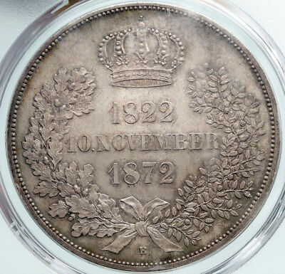 1872 GERMANY German States SAXONY KING JOHANN II Wedding Silver