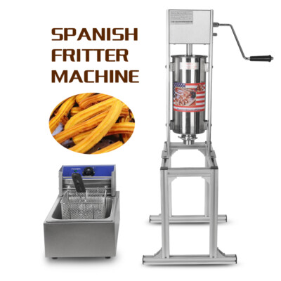 Machine à churros manuelle robuste en acier inoxydable - Machine à churros manuelle commerciale haute capacité de 5 litres - Machine à churros facile et efficace pour un usage domestique et