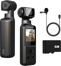 4K Body Camera with External Microphone, Mini Video & Audio Pocket Cam 270° Rota