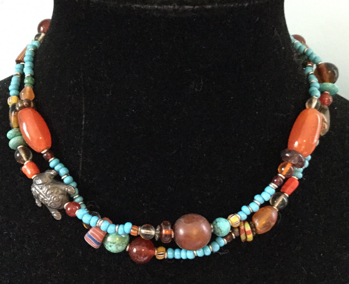 Multicolor Double Strand Mixed Bead Necklace Glas… - image 10