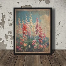 SWEET PEA Flower Wall Art, Retro April Birth Flower Poster, Birthday Floral Gift