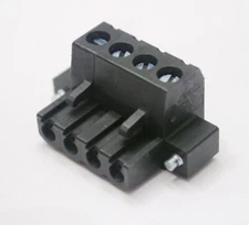 4 Pin - 5mm Black Connector with Flange Screws - Terminal Block - Phoenix Plug