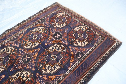 3x5 ft Afghan Vintage Dark Blue Ersari Area Rug- Turkmen Handmade Bedroom Rug - Picture 10 of 15