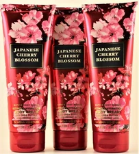 QTY 3 Bath & Body Works JAPANESE CHERRY BLOSSOM Body Cream Lotion Moisturizer 8z