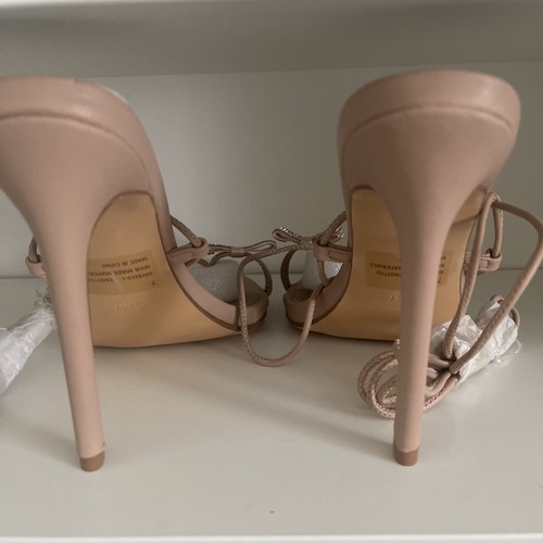 EGO KNOTTED LACE UP DIAMANTE RING DETAIL POINTED TOE STILETTO HEEL IN NUDE. UK 7 - Picture 10 of 14
