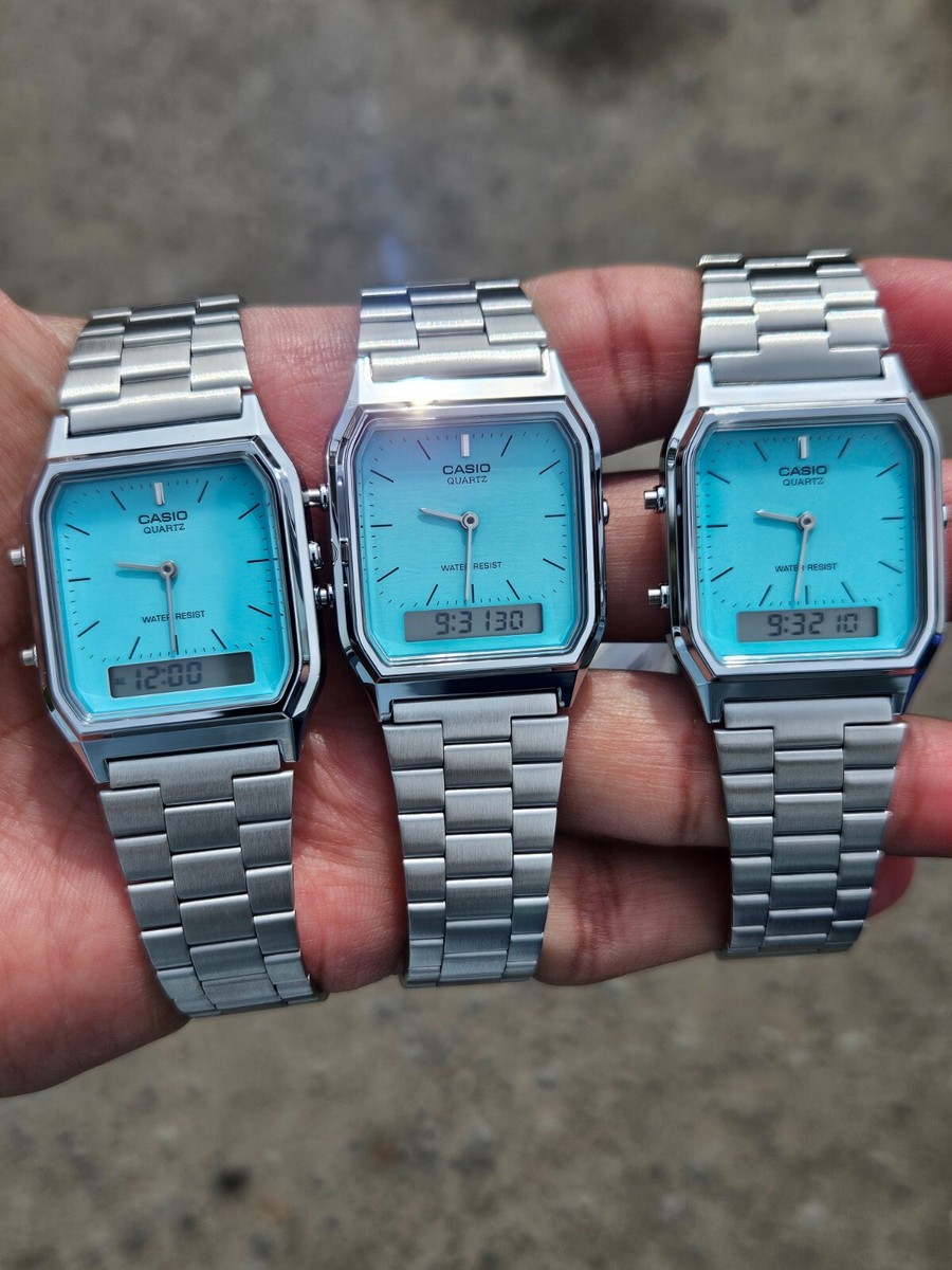 Casio AQ-230 Retro Dual Time Watch - Ice Blue Color | Unisex