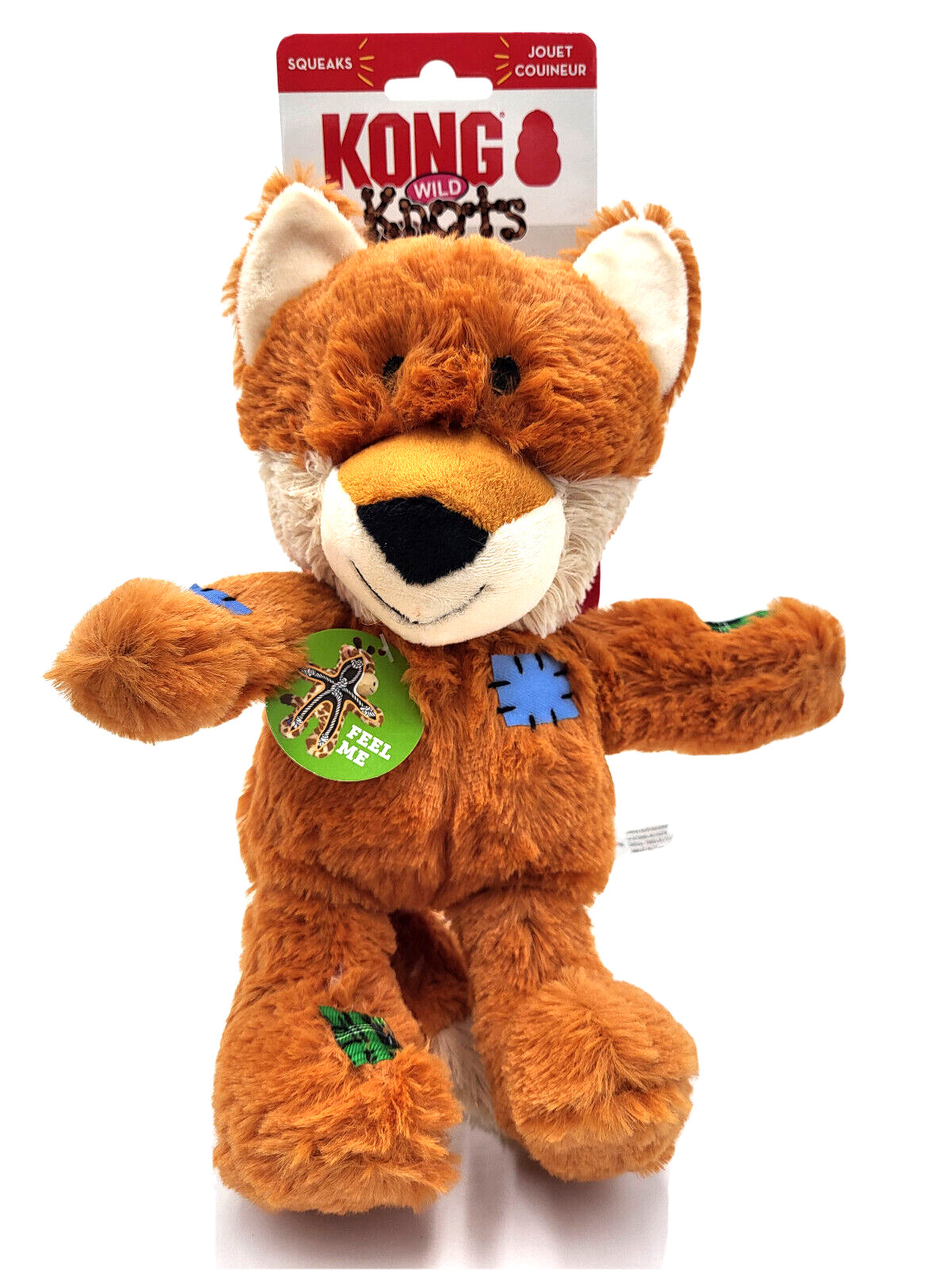 Kong Wild Knots Fox Md/Lg Squeaky Soft Plush Low Stuff Dog T