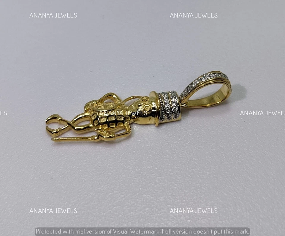 Colgante MR. Cacahuete Diamante Corte Redondo Creado en Laboratorio 0.25 CT Chapado en Oro Amarillo 14K Foto 3 de 4