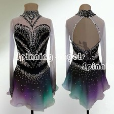 Ice Skating Adult Figure skating Dress Gymnastics Costume black dyeing