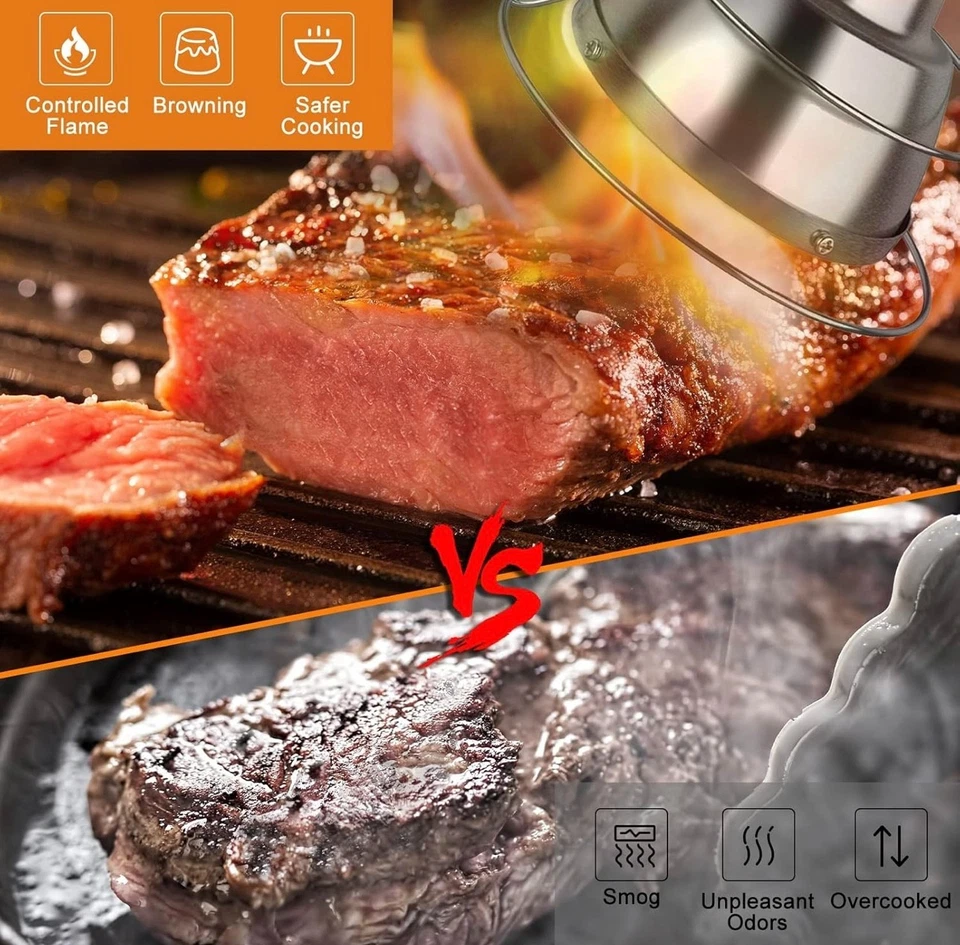 Accesorio de antorcha, grado profesional, certificado por chef, asador de mano | filete de crema Sear Foto 3 de 4