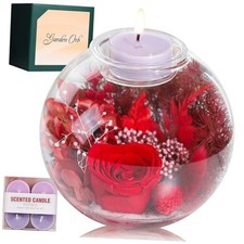 Aoshin Mothers Day Gifts for Mom, Preserved Flowers Rose in Glass Dome Red-Rose