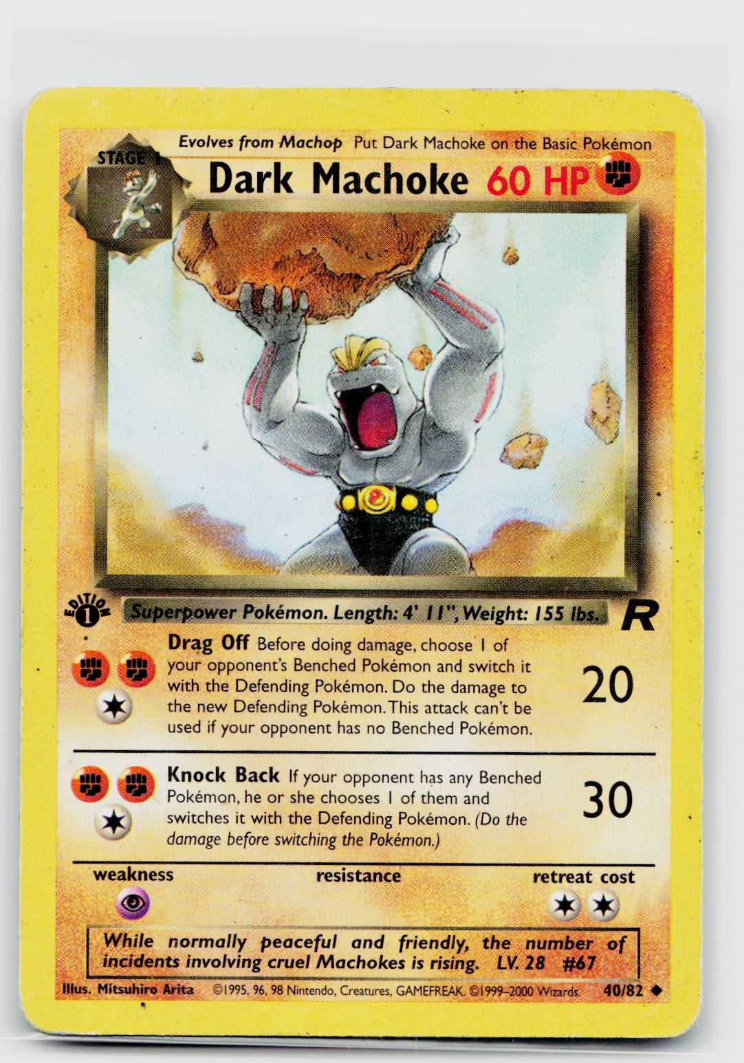 Dark Machoke Unlimited 40/82 Team Rocket Uncommon HP