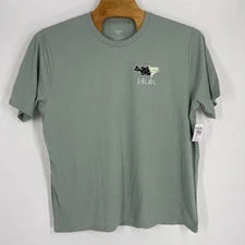 Huk performance fishing huk fish flag tee fog green 2XL NWT