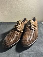 Clark s Men's Leather Dress Shoes Woven 10.5 Brown Derby s Lace Up Oxfords