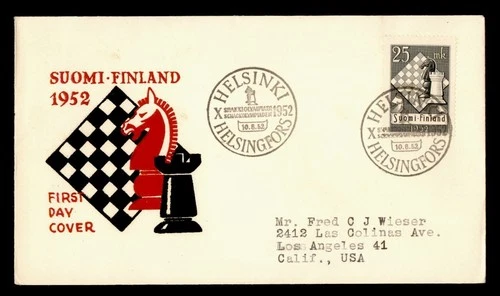 DR WHO 1952 FINLAND FDC CHESS M78763