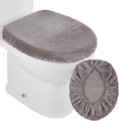1 Stück Grau WC Deckelbezug Toilettenbezug Weich Velours WC Deckelbezug Maschine