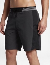 Hurley Men Phantom Hyperweave Motion Stripe Black Boardshorts Length 18" Sz 28