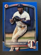 Sebastian Walcott /150 True Blue 2025 Bowman #BP-133 Texas Rangers