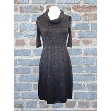 Nine West Little Black Dress BodyCon with Silver Threads Woven In Size Medium