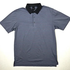 Dunning Golf Mens Polo Shirt Grey Red Striped Large 