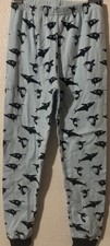 Pajama Pants Boys 7 Blue Shark Print Elastic Waist Pull On Sleepwear